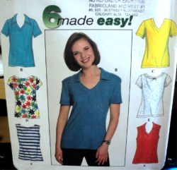 7656 6 EZ SIMPLICITY SS/ SLEEVELESS KNIT TOPS PATTERN 12-16; 6-10 CHOICE